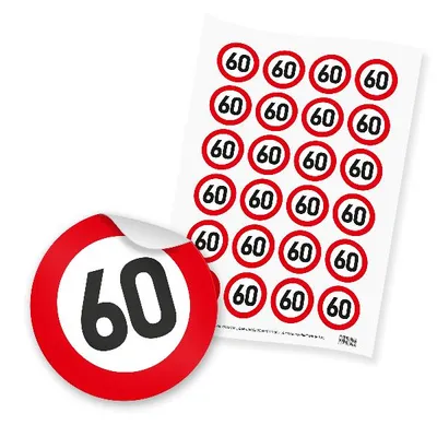 Produktbild von itenga 24x Sticker "60" Verkehrsschild (Motiv 107)