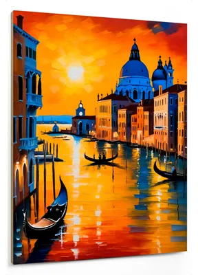 Gemälde Sonnenuntergang Venedig 20x25 cm Leinwand