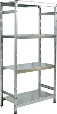 Produktbild von SCHULTE Regalwelt Profi-Steckregal mit 4 Böden, 195x100x35 cm (HxBxT), Traglast pro Ebene 150 kg, verzinkt, Lagerregal, Kellerregal