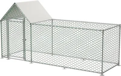 Imagen del producto de Gallinero con espacio exterior de 3x1x1,5 metros, equipado con cerradura de seguridad y fabricado con tela de polietileno impermeable. Jaula metálica para animales pequeños, ideal para gallinas, conejos y otros animales de pequeño tamaño