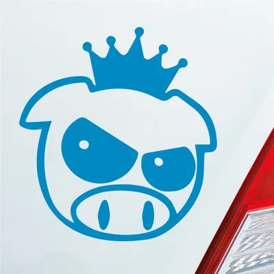 Produktbild von Auto Aufkleber Bad Pig Drift König Krone Schwein 10x11 cm Hellblau Sticker Heckscheibenaufkleber