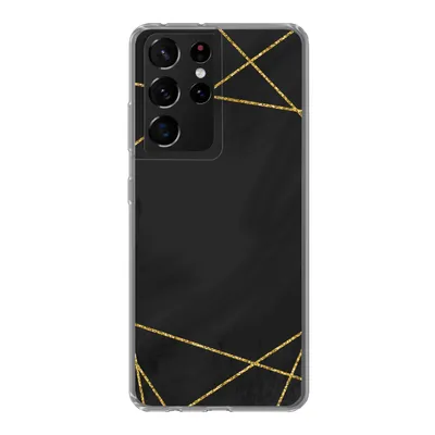 Produktbild von MuchoWow® Handyhülle Schutzhülle Hülle für Samsung Galaxy S21 Ultra Geometrisches Muster aus goldenen Linien auf schwarzem Hintergrund Silikon Softcase Handy Hülle - Mobiltelefon
