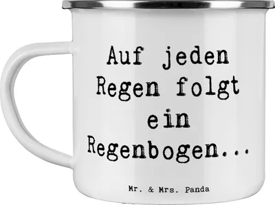 Produktbild von Mr. & Mrs. Panda Emaille Tasse Spruch Mit Enttäuschungen umgehen - Weiß - Geschenk, becher, Mut, persönliche Stärke, Pott, Trost, Optimismus, Teetasse, Vertrauem