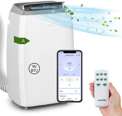 Image de Klarstein Iceblock Prosmart 12 Clim Ou Rafraichisseur d'Air – 3-en-1 Climatiseur, Ventilateur & Déshumidificateur, 12,000 BTU, Smart App & Alexa, 340 m³/h, Pour 13 à 18 m², Blanc