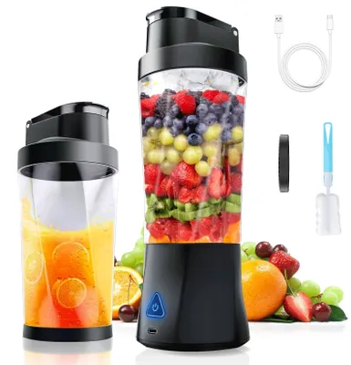 Tragbarer Mixer 700 ml, USB-wiederaufladbar, 6 Klingen, schwarz