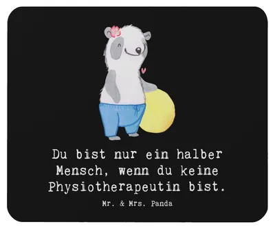 Produktbild von Mr. & Mrs. Panda Mauspad Physiotherapeutin Herz - Schwarz - Geschenk, laptop mousepad, mousematte, Mouse Pad