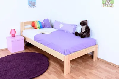 Produktbild von Kinderbett 100 x 200 cm | Massivholz: Kiefer | Natur Lackiert