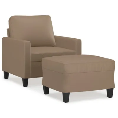 Productafbeelding van Fauteuil met voetenbank 60 cm kunstleer cappuccinokleurig