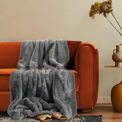 Produktbild von Deko Wohnzimmer Decke Kuscheldecke Tagesdecke Sofadecke Waschbar Flauschig Weich 200x240cm Anthrazit