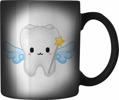 Produktbild von Trendation - Zahnfee Becher Kinder Zahnmedizinische Fachangestellte Farbwechsel Zauber-Tasse Geschenk Lustig Praxis Geschenkidee Zahnarzthelferin Zahntechnikerin Zahnärztin Lustiger Spruch (Schwarz)