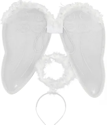 Produktbild von Engelsflügel mit Heiligenschein weiss-silber
