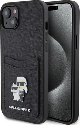 Image de Karl Lagerfeld iPhone 15 Plus & 14 Plus Coque arrière - SAFFIANO CARDSLOT - Noir