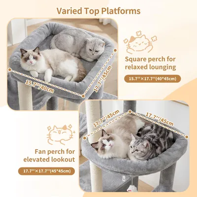 Image de Kratzbaum gris clair, matériau stable, pour intérieur, 1 pièce, meuble pour chats