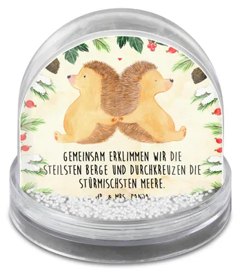 Produktbild von Mr. & Mrs. Panda Schneekugel Weihnachten Igel händchenhaltend - Naturpapier - Geschenk, Verknallt, Liebe, dekoartikel, Freundin, Hochzeit, Modern, Beziehung, Weihnachts