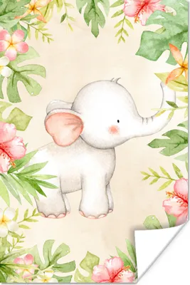 Produktbild von MuchoWow® Poster Elefant - Dschungel - Aquarell 120x180 cm - Kunstposter