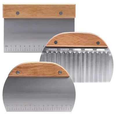 Productafbeelding van 3 Stuks Deegschraper van Roestvrij Staal met Houten Handvat