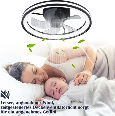 Produktbild von Peviasot Deckenventilator Ø 50cm LED Deckenleuchte mit Beleuchtung und Fernbedienung Deckenlampe