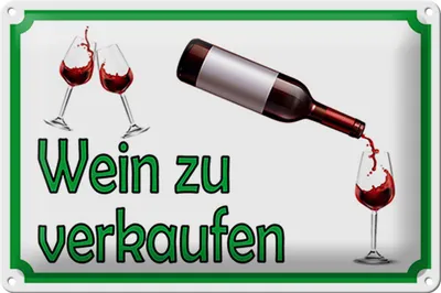 Produktbild von Blechschild Hinweis 30x20cm Wein zu verkaufen Alkohol