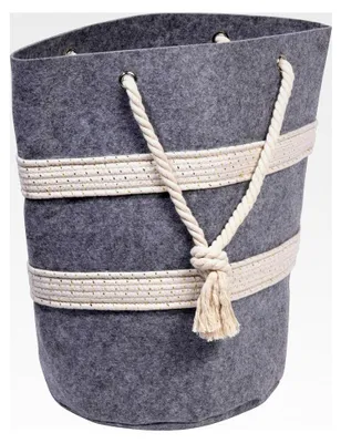 Produktbild von Filzkorb mit Tragegriffen | Filztasche für Kaminholz/Zeitschriften/Wäsche | Aufbewahrungstasche | 40 x 40 x 60 cm | Grau/Weiß
