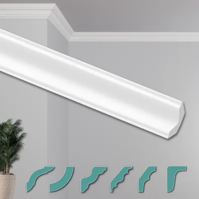 Produktbild von HEXIMO Deckenleisten modern XPS Styropor weiß, 2 Meter Stuckleisten Styroporleisten Zierleisten Stuck Eckleisten (30 Meter Deckenleisten ZG16)