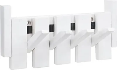 Produktbild von HOME DELUXE Garderobenleiste PORTE - 32 x 3,5 x 15 cm, Weiß | Aus Kautschukbaum | Hakenpaneel, Wandgarderobe, Kleiderhaken