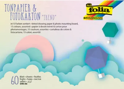 Produktbild von folia Tonpapier- und Fotokarton-Block TREND A6 60 Blatt