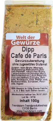 Produktbild von Gewürz Mischung Dipp Cafe de Paris OHNE Glutamat Brotaufstrich Kräuterbutter