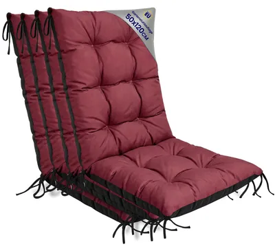 Produktbild von Gartenstuhl Hochlehner Auflagen Set 4x 50x120 cm Bordeaux – Sitzauflagen Gartenstuhl Polster Outdoor