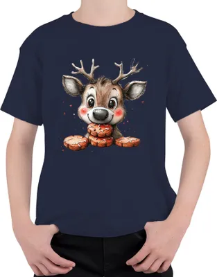Produktbild von Rentier Lebkuchen Weihnachten süß Kinder Geschenk Niedlich Uni Kinder T-Shirt, Navy, 116