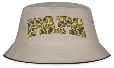 Produktbild von Spreadshirt Papa | Camouflage Muster Vater Fischerhut, S/M (Caps), Khaki/Schwarz
