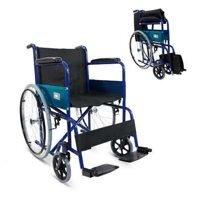 Obrázok produktu pre Invalidný vozík Sklápacie sedadlo Mobiclinic 46 cm Ručná brzda Pevné podrúčky a sklopné podnožky Farba modrá/čierna Alcázar