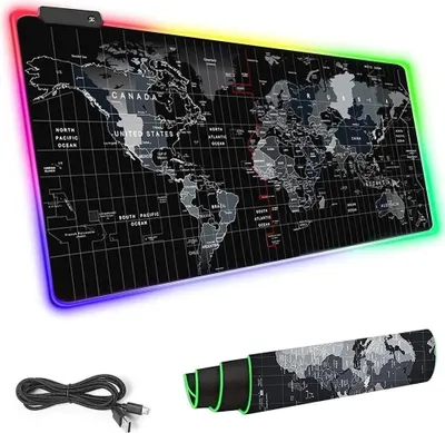Produktbild von Beleuchtete LED-Mauspad - Weltkarte XXXL