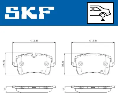 Produktbild von SKF Bremsbeläge Satz Hinten Bremsklötze für AUDI A6 Avant (4G5, 4GD, C7) VKBP 90792 E