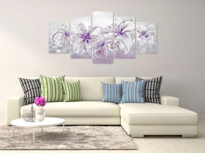 Produktbild von Akustikbild Blumen Lilien 200x100 cm Bilder Akustikschaum Hochleistungsschallabsorber Schallschutz Leinwand 5 tlg Wandbild Raumakustik Schalldämmung b-A-0315-b-o