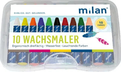 Produktbild von Milan 10 Wachsmalkreiden wasserfest