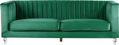 Zdjęcie produktu dla BELIANI Sofa zielona tapicerowana welurowa ozdobne nóżki trzyosobowa kanapa do salonu styl glam