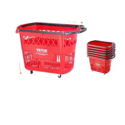 Obrázok produktu pre Košíky na kolieskach, objem 39 l, nosnosť 75 libier, červené