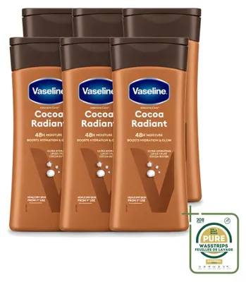 Immagine prodotto di 6 x Lozione corpo illuminante al cacao Vaseline - Riparatrice - 200 ml - Confezione risparmio - 6 pezzi