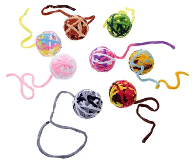 Produktbild von 8 Stück Katzenspielzeug aus bunten Wollbällen mit Glöckchen - Interaktives Spielzeug für Kätzchen zur Beschäftigung und Förderung des Jagdinstinkts in zufälligem Stil