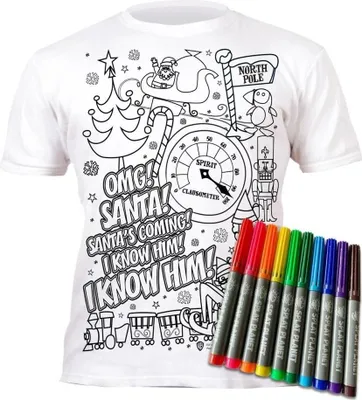 Image de T-shirt recolorable avec marqueurs Elves 7-8 ans