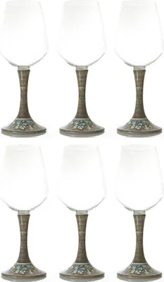 Produktbild von Casa Padrino Luxus Weinglas 6er Set Braun / Mehrfarbig H. 23,5 cm - Handgefertigte & handbemalte Weingläser - Hotel & Restaurant Accessoires - Luxus Qualität -  Italy