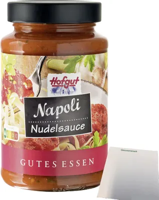 Produktbild von Hofgut Nudelsauce Napoli (490g Glas) + usy Block