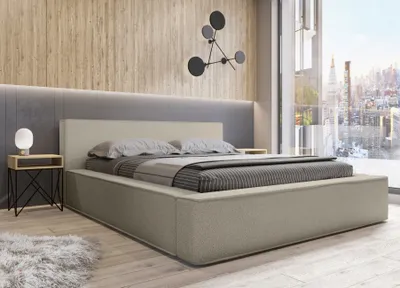 Produktbild von Polsterbett Doppelbett OMAHA 180x200cm Komplettset in Stoff Now or Never Beige
