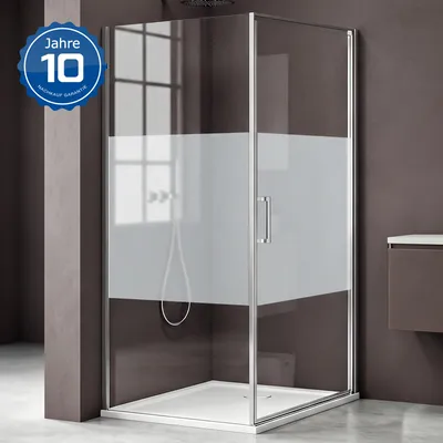 Produktbild von doporro Eck-Duschkabine 90x90x195cm Eckdusche ESG-Sicherheitsglas Milchglas Streifen inkl. beidseitiger Easy-Clean-Beschichtung Ravenna36MS-Plus
