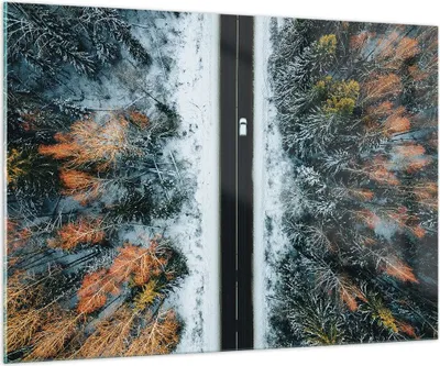 Produktbild von Bilder auf glas - Einteilig - Wald Weg Schnee - 100x70cm - Glasbilder - Wandbilder - Bilder - zum Aufhängen bereit - Wanddekoration aus Glas - Glas Bilder - Wandbild auf Glas - GAA100x70-4654