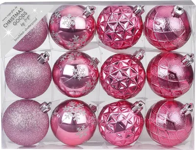 Produktbild von Inge‘s Christmas Decor 81195G205, Kugel-Weihnachtsschmuck, Pink, 60 mm, 60 mm, 12 Stück(e)