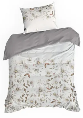 Obrázok produktu pre EUROFIRANY | Sada obliečok – obliečka na vankúš – béžová – biela – 140 x 200 cm – 100 % bavlna – posteľná bielizeň – kvetinový vzor