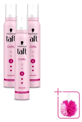 Productafbeelding van 3 x Taft Curl Haarmousse - 3 - Voor gedefinieerde krullen - 200 ml - Voordelige verpakking - 3 stuks