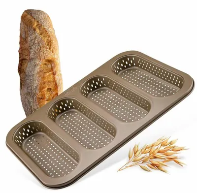 Obrázok produktu pre Perforovaná forma na chlieb 4 mini bagety 33 x 22 cm Zenker Mojave Gold