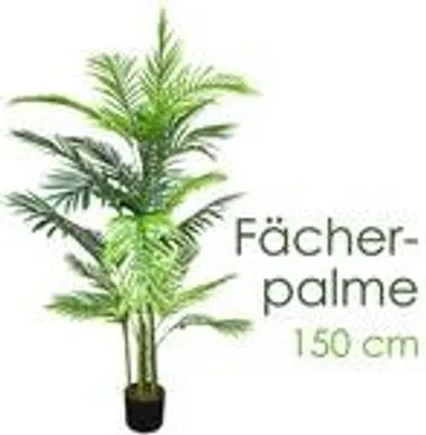 Produktbild von Künstliche Palme Pflanze Kunstpflanze Palmbaum Fächerpalme Deko Kunstbaum Zimmerpflanze künstlich im Kunststofftopf Plastikpflanze 150 cm Decovego